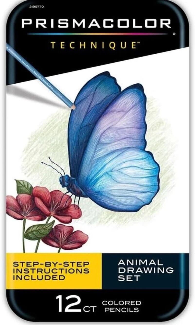 PRISMACOLOR TECHNIQUE 12 ANIMAL DRAWING SET COLORED PENCILS BRAND NEW